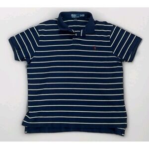 Vtg Polo Ralph Lauren Mens Shirt XL (Fits Large) Short Sleeve Blue Stripe Golf